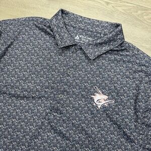 Bermuda Sands AOP Floral Polo Shirt Shark Logo Men's Sz M Golf Casual Beach